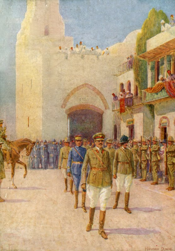 Lord Allenby belép Jeruzsálembe (színes litó) alkotó: Howard Davie