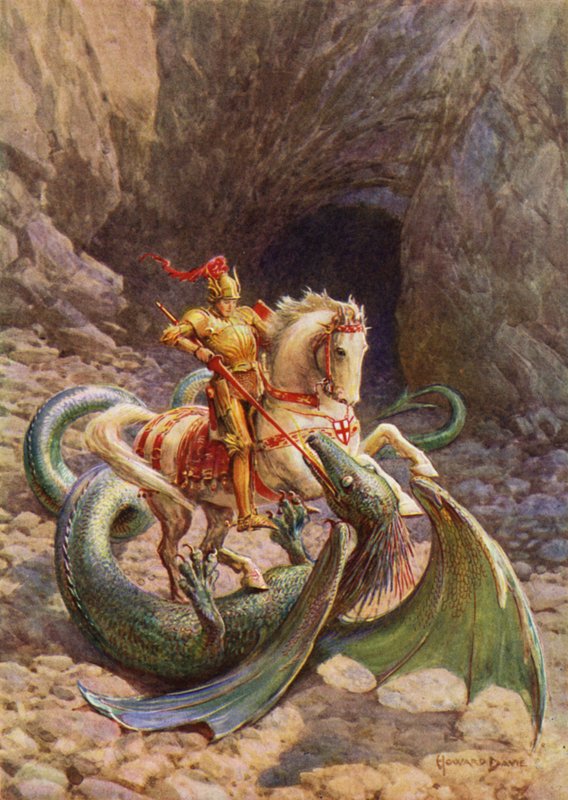 Szent György és a sárkány (színes litó) alkotó: Howard Davie