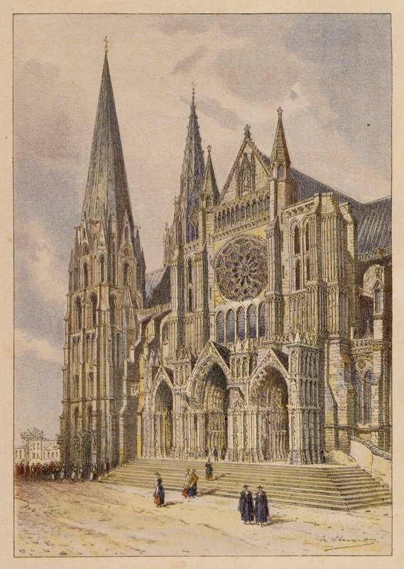 Notre-Dame De Chartres (színes litográfia) alkotó: Hubert Clerget