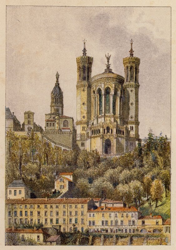 Notre-Dame De Fourvieres, A Lyon (színes litográfia) alkotó: Hubert Clerget