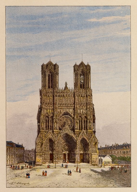Notre-Dame De Reims (színes litográfia) alkotó: Hubert Clerget