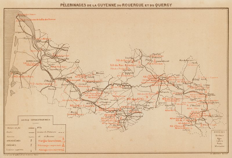 Pelerinages De La Guyenne Du Rouergue Et Du Quercy (színes litográfia) alkotó: Hubert Clerget