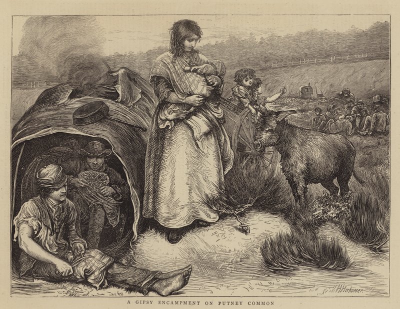 Cigánytábor a Putney Commonon alkotó: Hubert von Herkomer