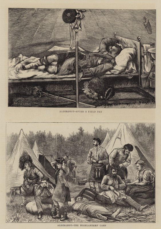 Aldershot, a hegyvidékiek tábora alkotó: Hubert von Herkomer