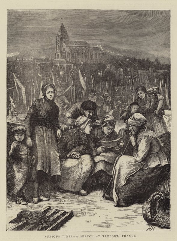 Anxious Times, egy vázlat a franciaországi Treportban alkotó: Hubert von Herkomer