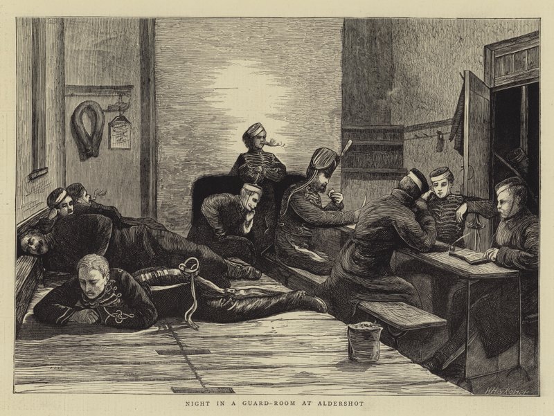 Éjszaka egy őrszobában Aldershotban alkotó: Hubert von Herkomer