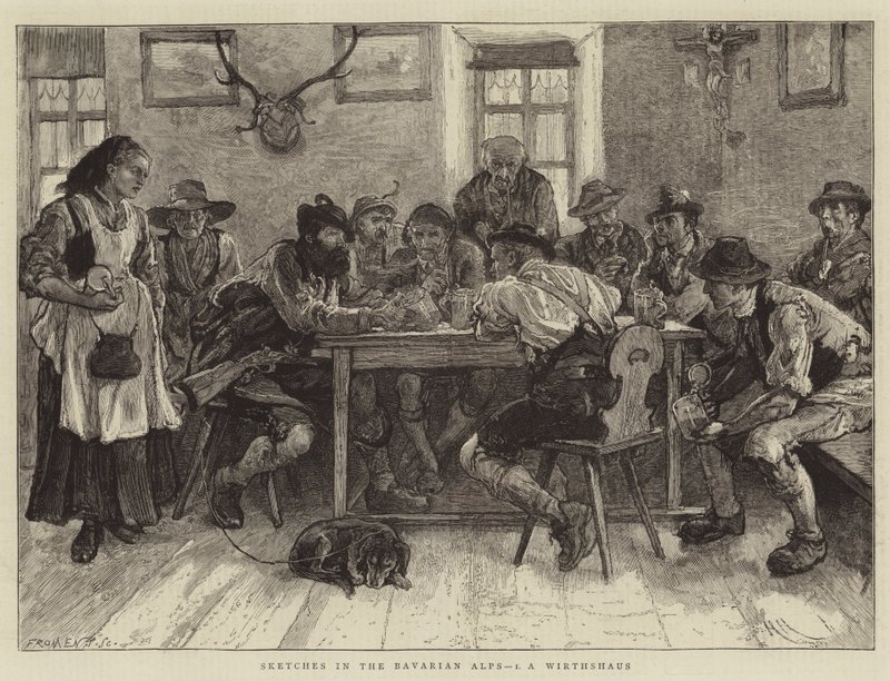 Vázlatok a Bajor Alpokban, IN, egy Wirtshaus alkotó: Hubert von Herkomer