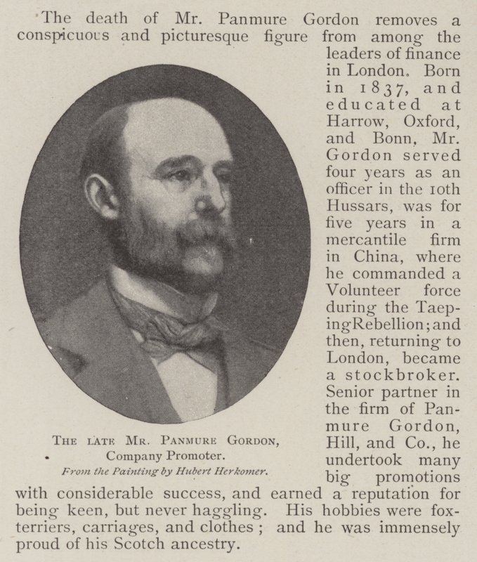 A néhai Panmure Gordon úr, a cégtámogató alkotó: Hubert von Herkomer