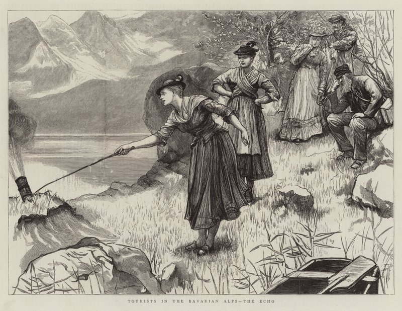 Turisták a bajor Alpokban, az Echo alkotó: Hubert von Herkomer
