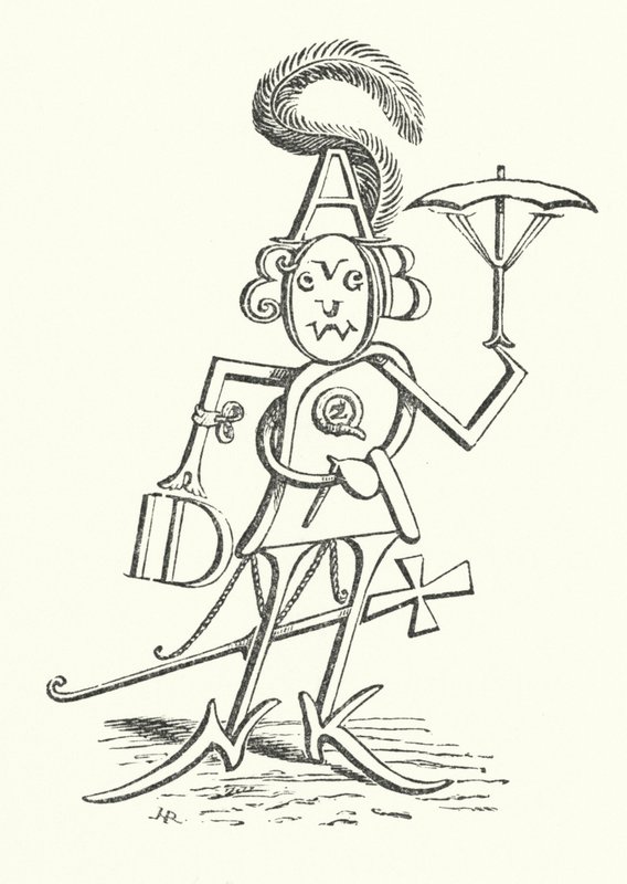 Mr Alphabet, amely mind a 26 betűt tartalmazza (litho) alkotó: Hugh Rowley