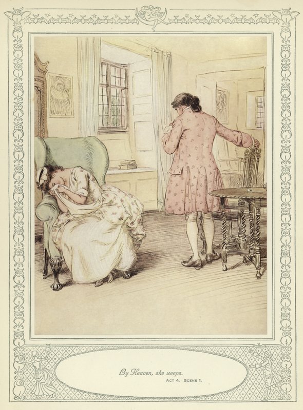 Illusztráció Goldsmith She Stoops to Conquer című művéhez alkotó: Hugh Thomson