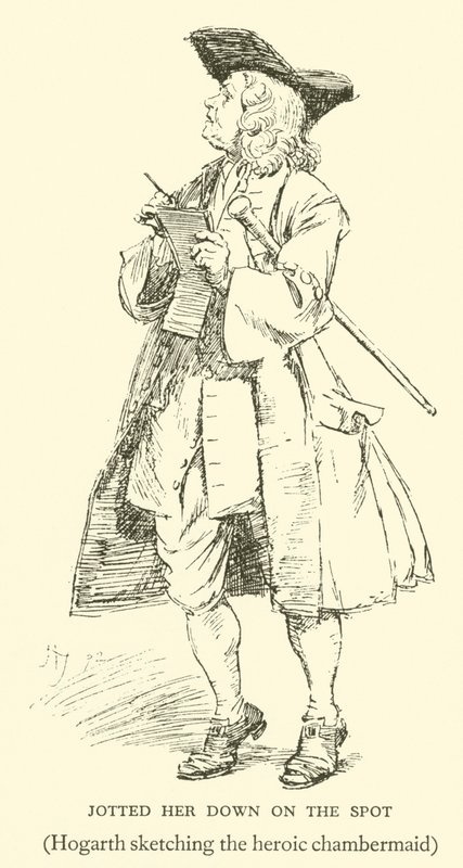 Feljegyezte a helyszínen, Hogarth a hős szobalányt rajzolta (metszet) alkotó: Hugh Thomson