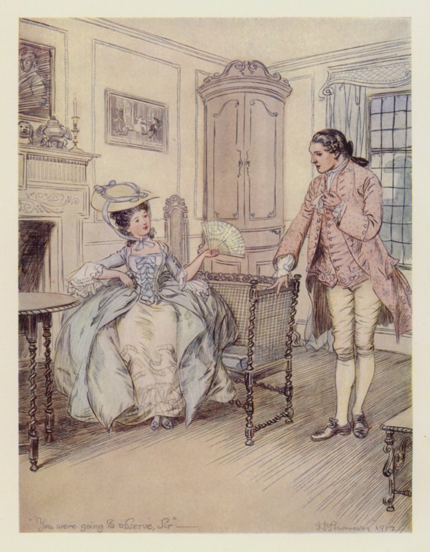 Miss Hardcastle és Charles Marlow alkotó: Hugh Thomson