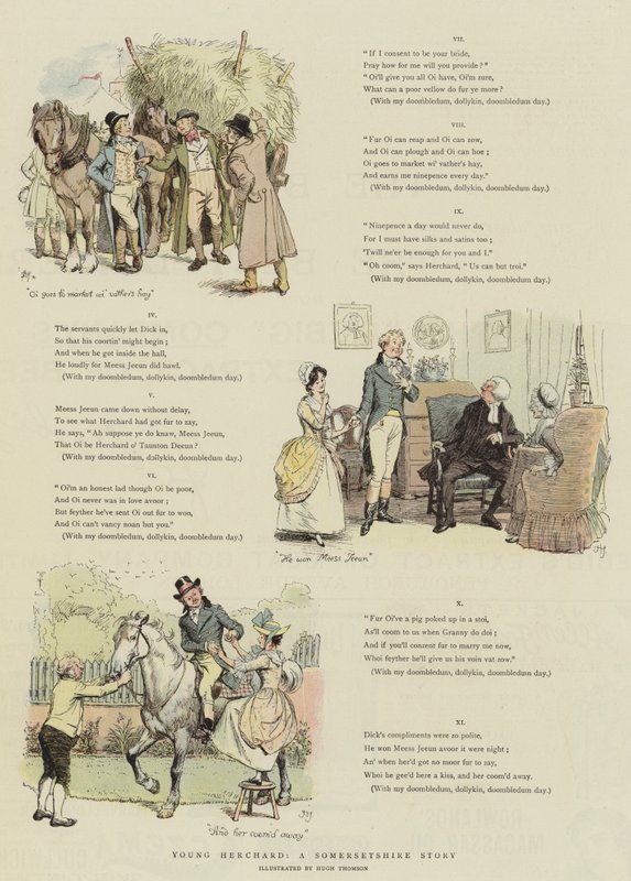 Fiatal Herchard, a Somersetshire-i történet (chromolitho) alkotó: Hugh Thomson