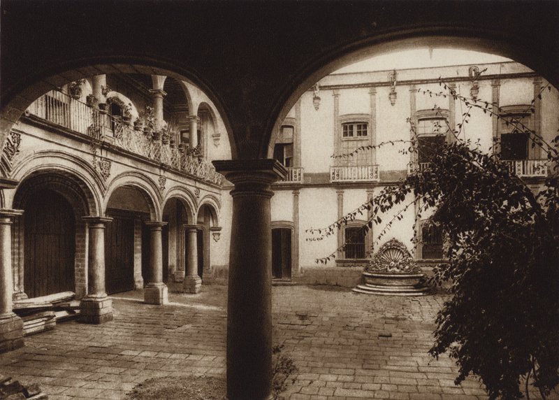 Mexikó: Mejico fővárosa, Casa del Conde de Santiago (fekete-fehér fotó) alkotó: Hugo Brehme