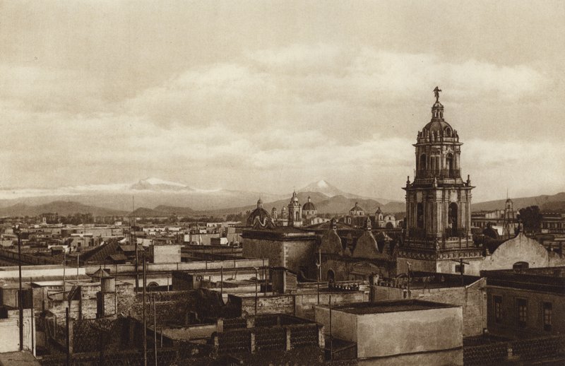 Mexikó: Mejico fővárosa, keleti részleges nézet (fekete-fehér fotó) alkotó: Hugo Brehme