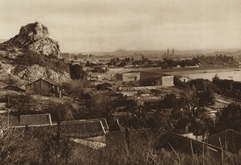 Mexikó: Mazatlan kikötője (fekete-fehér fotó) alkotó: Hugo Brehme