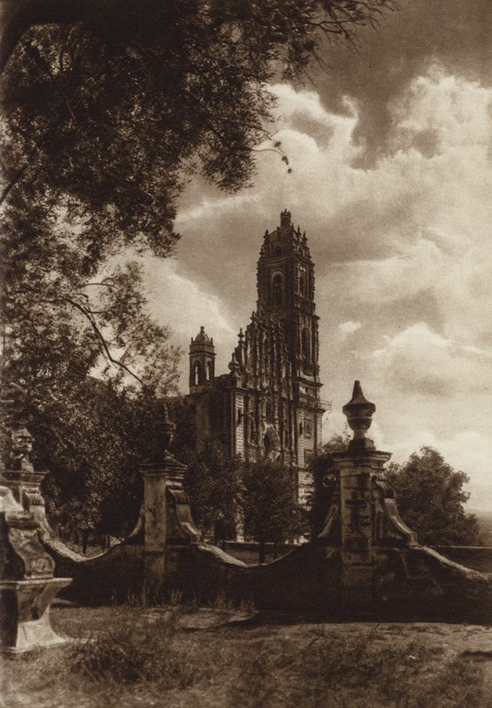 Mexikó: Tepozotlani templom (fekete-fehér fotó) alkotó: Hugo Brehme