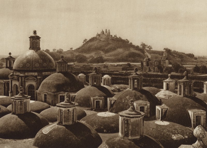 Mexikó: Piramide de Cholula (fekete-fehér fotó) alkotó: Hugo Brehme