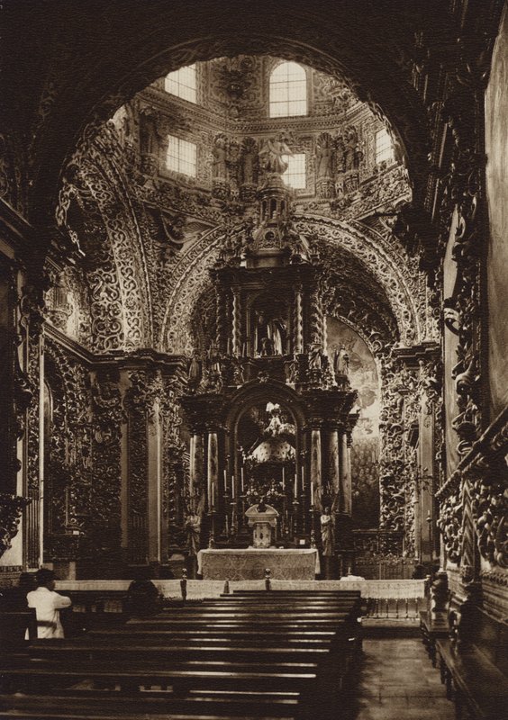 Mexikó: Puebla, a San Domingo templom kápolnája (fekete-fehér fénykép) alkotó: Hugo Brehme
