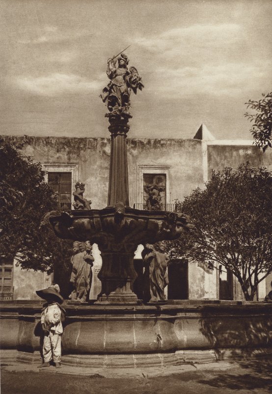Mexikó: Puebla, Fuente de San Miguel (fekete-fehér fotó) alkotó: Hugo Brehme