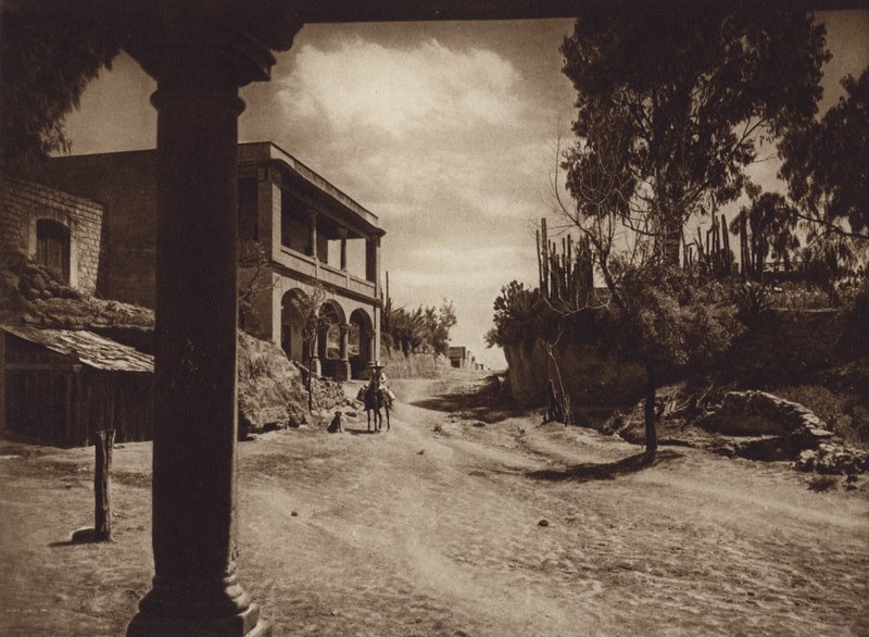 Mexikó: San Esteban, A főváros, Mejico külvárosa (fekete-fehér fotó) alkotó: Hugo Brehme