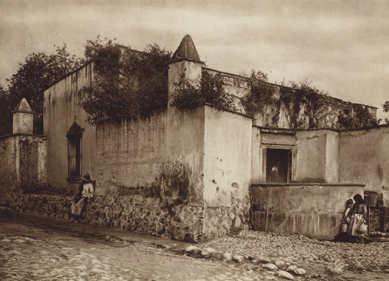 Mexikó: Tlacopan, Mexikó fővárosának külvárosa (fekete-fehér fénykép) alkotó: Hugo Brehme