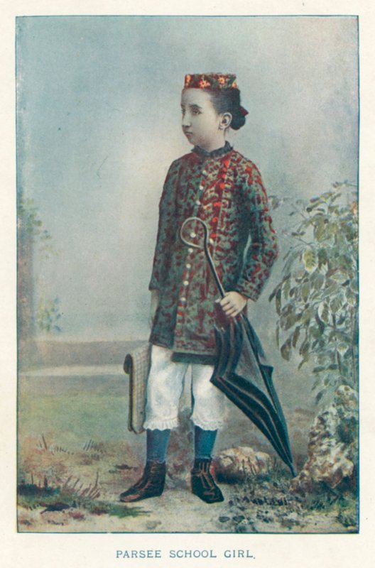 Indiai bennszülöttek: Parsee School Girl (színes fotó) alkotó: Indian photographer