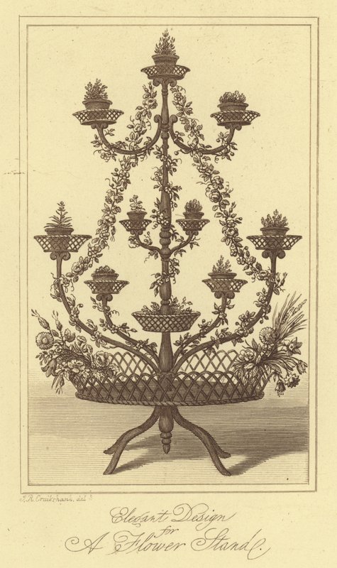Elegáns design virágállványhoz (gravírozás) alkotó: Isaac (after) Cruikshank