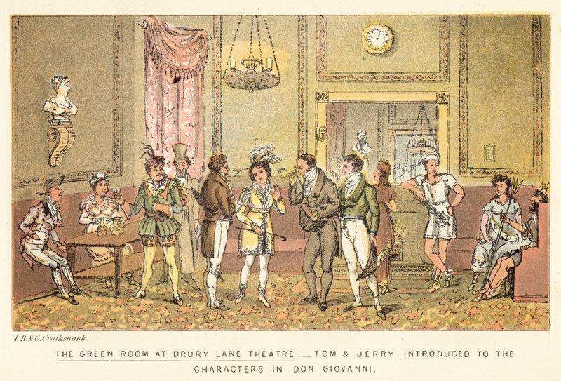 A zöld szoba a Drury Lane Színházban alkotó: Isaac, Robert and George Cruikshank
