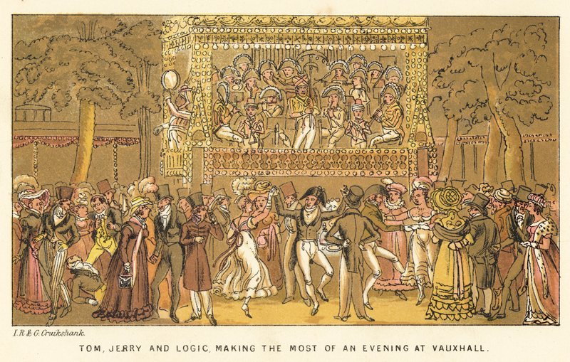 Tom, Jerry és Logic, a legtöbbet kihozva egy estéből a Vauxhallban alkotó: Isaac, Robert and George Cruikshank