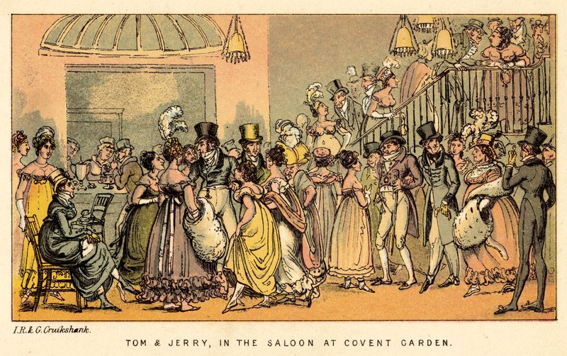 Tom és Jerry a Covent Garden szalonjában alkotó: Isaac, Robert and George Cruikshank