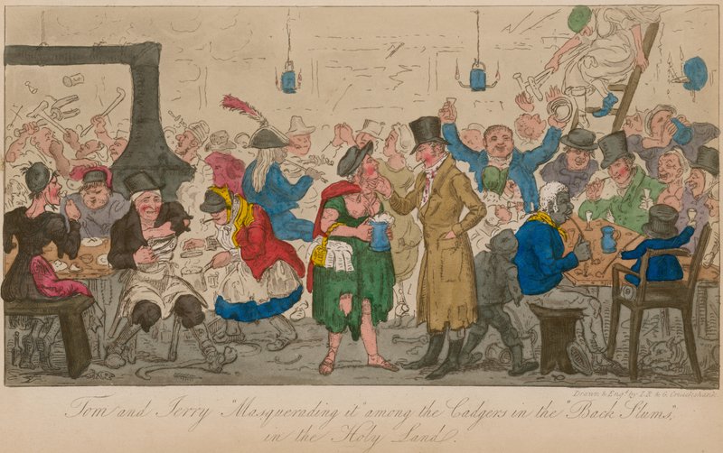 Tom és Jerry álarcosok közé álcázzák a szentföldi „hátsó nyomornegyedekben” alkotó: Isaac, Robert and George Cruikshank