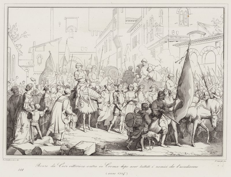 A győztes Renzo da Ceri belép Cremába, miután legyőzte az azt ostromló ellenségeket, 1514 alkotó: Italian School