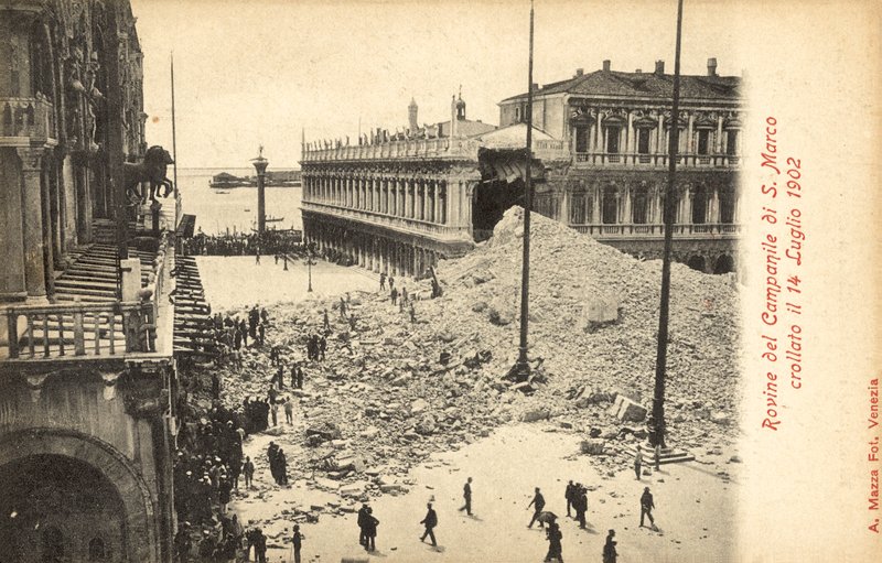 A velencei San Marco Campanile összeomlása, 1902. július 14 alkotó: Italian Photographer