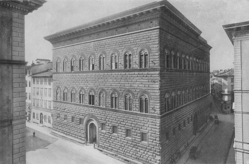 Firenze, Palazzo Strozzi (f/w fotó) alkotó: Italian Photographer