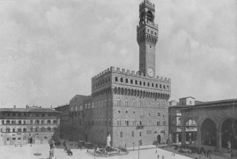 Firenze, Piazza della Signoria és a Palazzo Vecchio (f/w fotó) alkotó: Italian Photographer