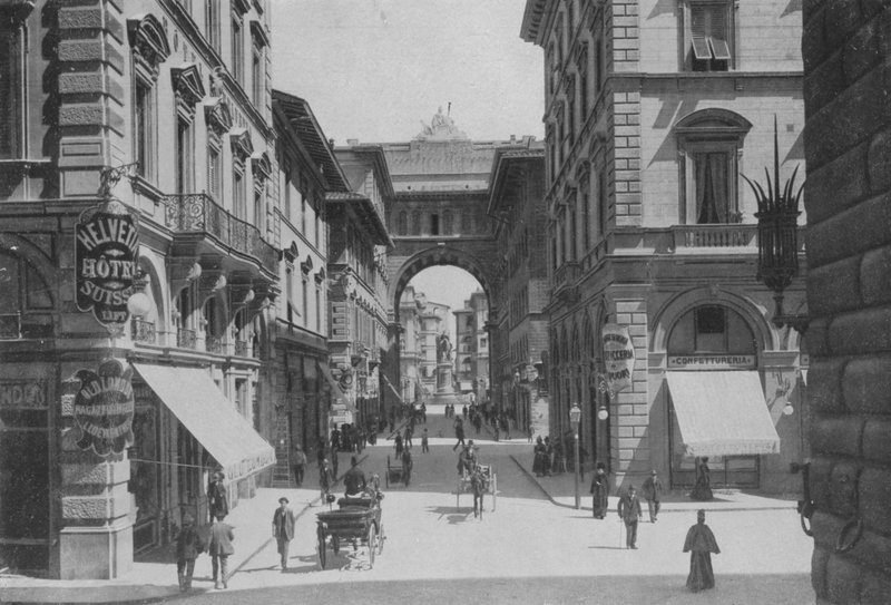Firenze, Via Strozzi (f/w fotó) alkotó: Italian Photographer