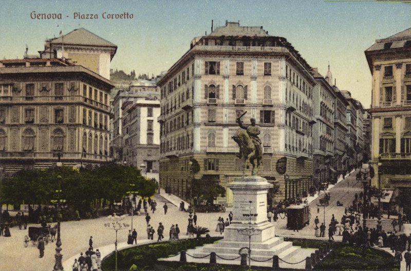 Genova, Piazza Corvetto (színes fotó) alkotó: Italian Photographer