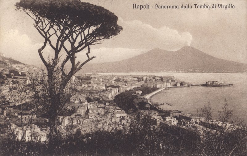 Nápoly - Nápoly, panoráma Vergilius sírjáról (fekete-fehér fotó) alkotó: Italian Photographer