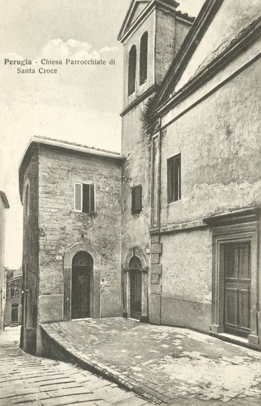 Perugia: Santa Croce plébániatemplom (fekete-fehér fotó) alkotó: Italian Photographer