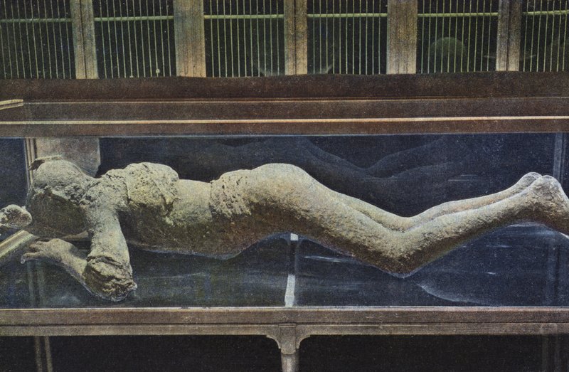 Pompeji test gipsz öntése (színes fotó) alkotó: Italian Photographer