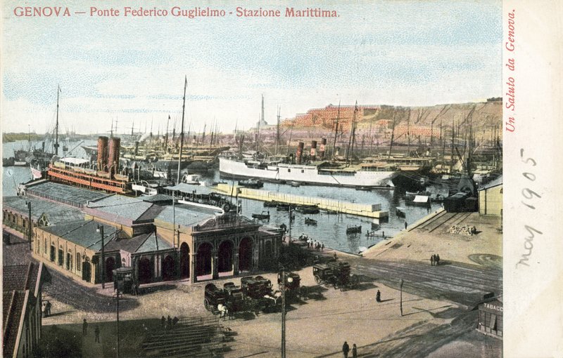 Ponte Federico Guglielmo és kompvégállomás, Genova alkotó: Italian Photographer