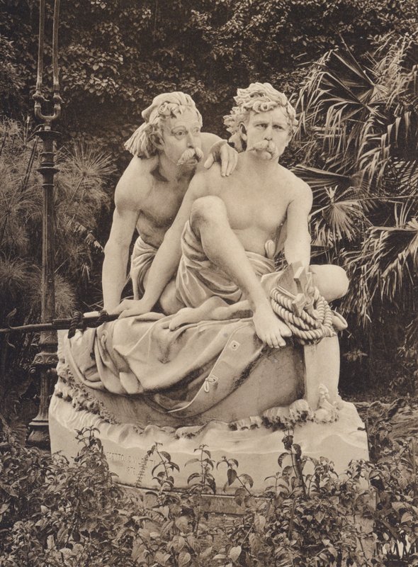 Szicília / Szicília: Villa Giulia és a Canaris csoport, Civiletti szobor (fekete-fehér fotó) alkotó: Italian Photographer