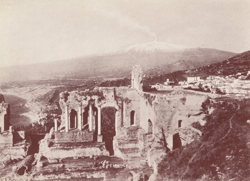 Szicília: Görög színház, Taormina (fekete-fehér fotó) alkotó: Italian Photographer