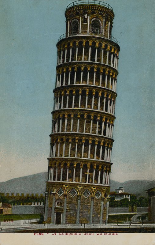A pisai ferde torony. 1913-ban feladott képeslap. alkotó: Italian Photographer