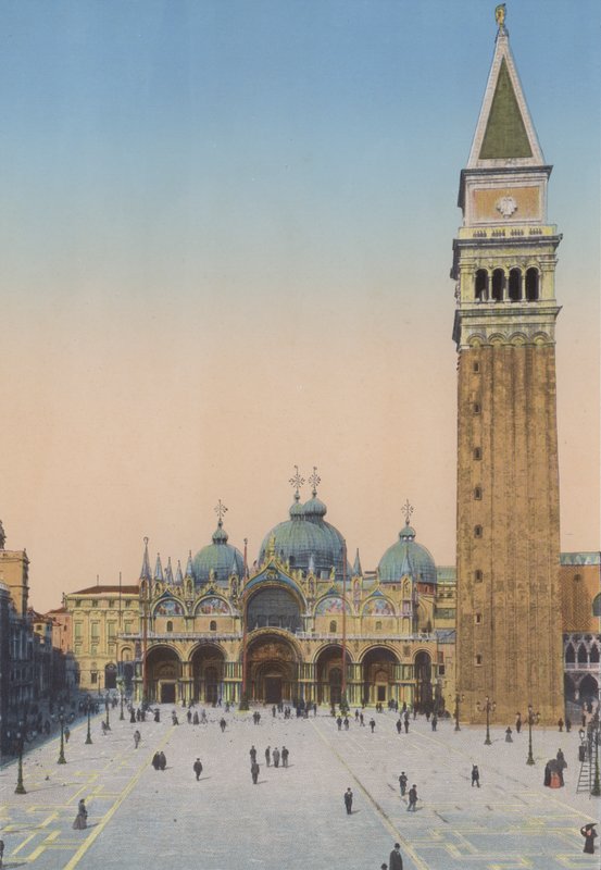 Velence, Szent Márk-templom és Campanile (színes fotó) alkotó: Italian Photographer
