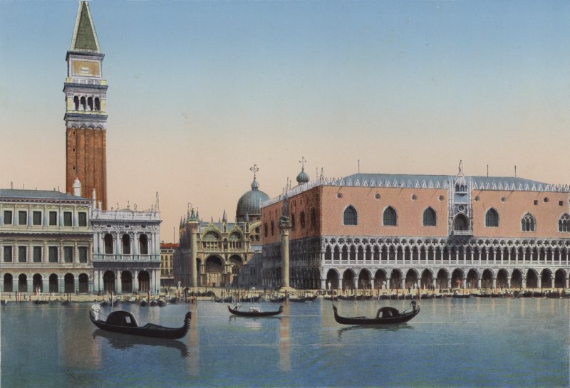 Velence, a Piazzetta San Marco és a Dózse-palota a lagúnából alkotó: Italian Photographer