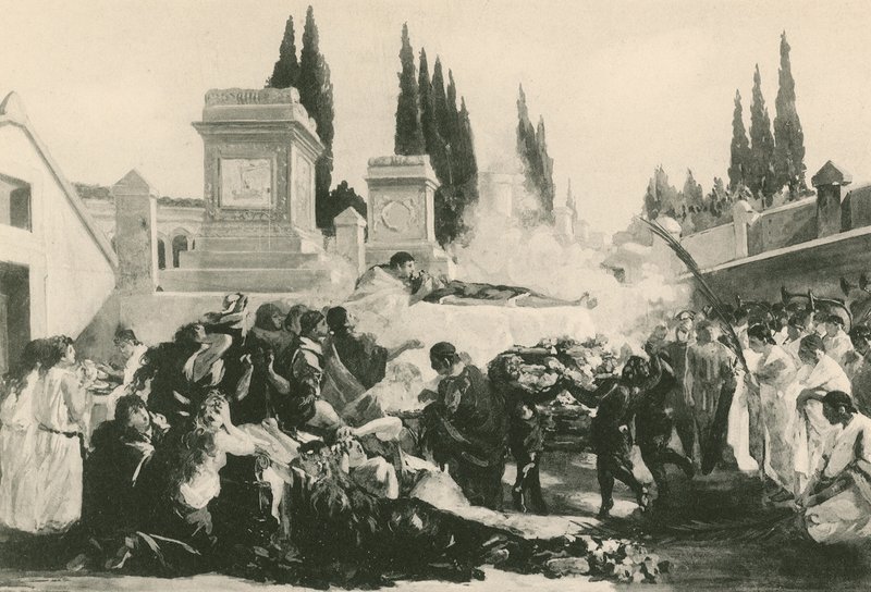 Temetés az Ustrinumban (mélynyomás) alkotó: Italian School