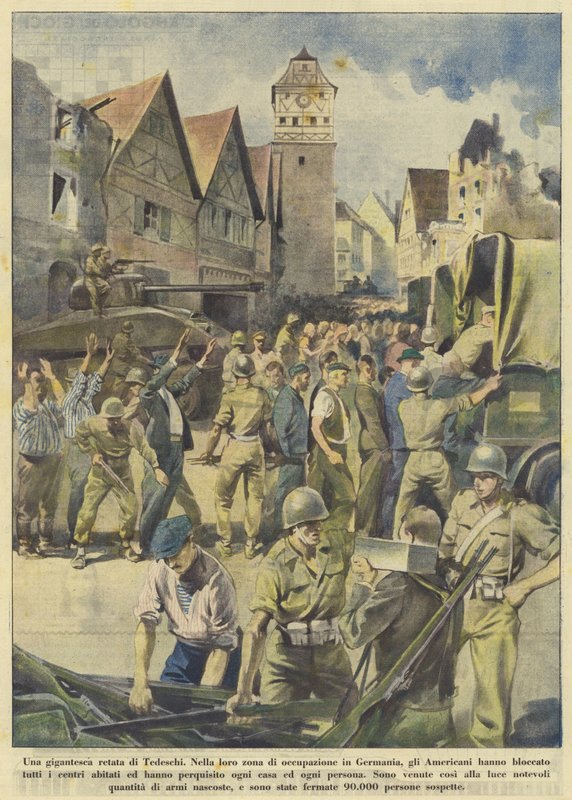 Németek gigantikus rajtaütése (színes litográfia) alkotó: Italian School
